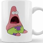 Baskı Dükkanı Surprised Patrick Süngerbob Beyaz Porselen Kupa Bardak