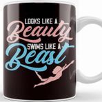 Baskı Dükkanı Swim Like Beast Swimmer Swimming Pool Swim Instructor Coach Beyaz Porselen Kupa Bardak