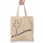 Baskı Dükkanı Team Jesus Bez Uzun Saplı Krem Rengi Çanta