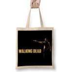 Baskı Dükkanı the Walking Dead Rick Siyah Zemin Bez Çanta