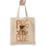 Baskı Dükkanı Thug Life Köpek Pug Life Bez Çanta