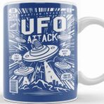 Baskı Dükkanı Ufo Attack Comic Book Cover Porselen Beyaz Kupa Bardak