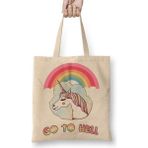 Baskı Dükkanı Unicornio Go To Hell Bez Çanta