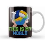 Baskı Dükkanı Volleyball My World Ball Sports Beach Volleyball Setter Game Beyaz Porselen Kupa Bardak