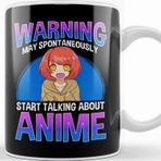 Baskı Dükkanı Warning May Start Talking About Anime Kawaii Girl Beyaz Porselen Kupa Bardak