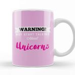 Baskı Dükkanı Warning May Start Talking About Unicorns Beyaz Porselen Kupa Bardak