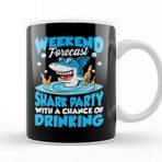 Baskı Dükkanı Weekend Forecast Shark Party &amp; Chance Of Drinking Beyaz Porselen Kupa Bardak