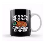 Baskı Dükkanı Winner Winner Christmas Dinner Turkey Beyaz Porselen Kupa Bardak
