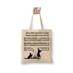 Baskı Dükkanı Yaramaz Komik Müzik Notalı Kedi Cat Bez Çanta
