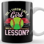Baskı Dükkanı Yes I Throw Like A Girl Want A Lesson Pitcher Pun Porselen Beyaz Kupa Bardak
