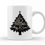 Baskı Dükkanı Yılbaşı Yeni Yıl Konseptli Merry Christmas Ağaç Kupa Bardak