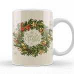 Baskı Dükkanı Yılbaşı Yeni Yıl Konseptli Wreath Gilf Merry Christmas Kupa Bardak