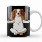 Baskı Dükkanı Yoga Cavalier King Charles Spaniel Beyaz Porselen Kupa Bardak
