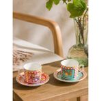 Baskılı 2 Kişilik Porselen Kahve Fincan Takımı 90 ml (W5) - Renkli