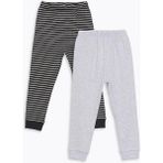 Baskılı Beli Lastikli Çizgili Erkek Bebek Pijama Alt 2'li - 6 - 9 Ay