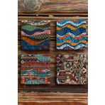Baskılı Doğaltaş Bardak Altlığı 4'lü Set Desen Tile -OSCAR STONE DECOR COASTER SET