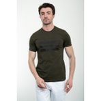 Baskılı Haki Slim Fit Bisiklet Yaka Basic Erkek T-Shirt - 2XL