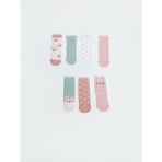 Baskılı Kız Bebek Soket Çorap 7'li (W5) - 5 - 6 Yaş - Pink
