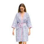 Baskılı Müslin Kimono Bornoz – Unisex |%100 Pamuk Yumuşacık 2 Katlı Doğal Kumaş - MBBL10CAROLİNE Caroline