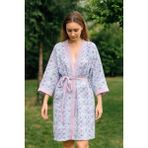 Baskılı Müslin Kimono Bornoz – Unisex | %100 Pamuk Yumuşacık 2 Katlı Doğal Kumaş - ZTMBB10 - L - XL - Pembe