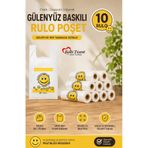 Baskılı Rulo Poşet Orta Boy 10'lu Gülenyüz Hışır Atlet Poşet Market Manav Poşeti Çöp Poşeti