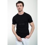 Baskılı Siyah Slim Fit Bisiklet Yaka Basic Erkek T-Shirt - XL