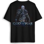 Baskılı Siyah T-Shirt God Of War Ragnarok Gamer Oyun Baskılı Oversize Tişört - 2XL