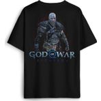 Baskılı Siyah T-shirt God of War Ragnarok Gamer Oyun Baskılı Oversize Tişört
