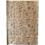 Baskılı Sunum Kağıdı Amerikan Servis - Karışık Desenli - Vintage Sarı Yağlı Tepsi Kağıdı - 150 Adet - 25 x 35 cm
