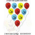 Baskılı Tema Uyumlu Doğum Günü Parti Balonu - Renkli - Sünger-Bob