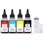 Baskistan Hp 704 Kartuş Uyumlu Mürekkep Seti 4x100 ml 3000 Sayfa - Renkli