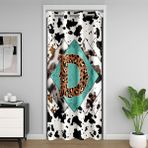 Başlangıç Harfi D Kapı Perdesi 86 x 203 cm Leopar Monogram Alfabe İnek Derisi Baskı Kapı Yolu Perdeler Dış Mekan için Rustik Retro Tasarım Kapı Perdeleri Yatak Odası için