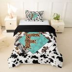 Başlangıç Harfi F Nevresim Takımı Leopar Monogram Alfabe İnek Derisi Baskı Nevresim S Boyut Yatak Odası için Rustik Çiftlik Evi Nevresim Takımı 1 Nevresim 135 x 200 cm + 1 Yastık Kılıfı 80 x 80 cm