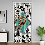 Başlangıç Harfi P Kapı Perdesi 86 x 203 cm Leopar Monogram Alfabe İnek Derisi Baskı Kapı Yolu Perdeler Dış Mekan için Rustik Retro Tasarım Kapı Perdeleri Yatak Odası için