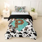 Başlangıç Harfi P Nevresim Takımı Leopar Monogram Alfabe İnek Derisi Baskı Nevresim S Boyut Yatak Odası için Rustik Retro Tasarım Nevresim Takımı 1 Nevresim 135 x 200 cm + 1 Yastık Kılıfı 80 x 80 cm
