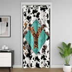 Başlangıç Harfi Y Kapı Perdesi 86 x 203 cm Leopar Monogram Alfabe İnek Derisi Baskı Kapı Yolu Perdeler Dış Mekan için Rustik Retro Tasarım Kapı Perdeleri Yatak Odası için