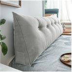 Başlık Yastığı, Daybed/Kanepe Uzun Okuma Yastığı, Büyük Yatak Örtüsü Yastığı/Çıkarılabilir Fermuarlı Kapaklı Üçgen Başucu Minderleri (Açık Gri, 180 * 20 * 50 cm)