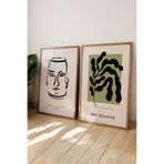 Basquiart Bohem Minimalist 2'li Ahşap Çerçeveli Poster, Tablo Seti No:18 Ahşap 33 x 48