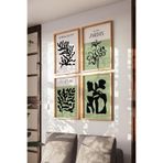 Basquiart Minimalist Bohem Dekor 4'lü Ahşap Çerçeveli Poster, Tablo Seti No:9 Ahşap 50 x 70