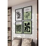 Basquiart Minimalist Bohem Dekor 4'lü Siyah Çerçeveli Poster, Tablo Seti No:9 Siyah 30 x 40