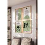 Basquiart Yeşil Bohem Dekor 4'lü Ahşap Çerçeveli Poster, Tablo Seti No:8 Ahşap 50 x 70