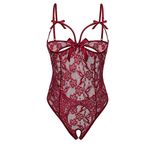 Baştan çıkarıcı kadın dantel tulum gecelik rüya gibi tasarım romantik günler için rahat geceler, Şarap, 3XL