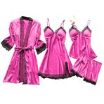 Baştan çıkarıcı kadın iç çamaşırı dantelli gece elbisesi ipeksi pijama seti kadınlar için iç çamaşırı çocuk mankeni bornoz şık gece modası, sıcak gül rengi, S
