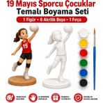 Bastık 3D 19 Mayıs Sporcu Çocuklar Temalı Boyanabilir Figürler | Boyama Seti | 1 Figür 6 Akrilik Boya 1 Fırça - Voleybol Oynayan Kız