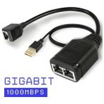 Bastore Gigabit Destekli 1x2 Port RJ45 USB Güç Ethernet Switch Splitter Çevirici Çoklayıcı