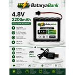 BataryaBank 4.8V 2200MAH Oyuncak Pili Siyah Soket + USB Şarj Cihazı | Şarjlı Oyuncak Bataryası