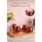 BATBAT 6'lı Borosilikat 200 ml Çay Bardağı Keyf-i Ala Cam Çay Seti BAMBU ALTLIK