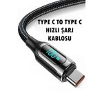 batcell Dijital Göstergeli 60w Süper Hızlı Örgülü Type C To Type C Şarj Kablosu 1.2 Metre
