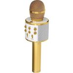 Bategen Karaoke Mikrofon Dahili Hoparlörlü USB Flash Tf Kart Destekli Ses Değiştirme Efektli Çocuk Mikrofonu - Altın