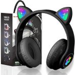 Bategen STN-28 Bluetooth Kedi Kulaklık Kablosuz RGB Işıklı Kulak Üstü Stereo Mikrofonlu Çocuk & Yetişkin - Siyah